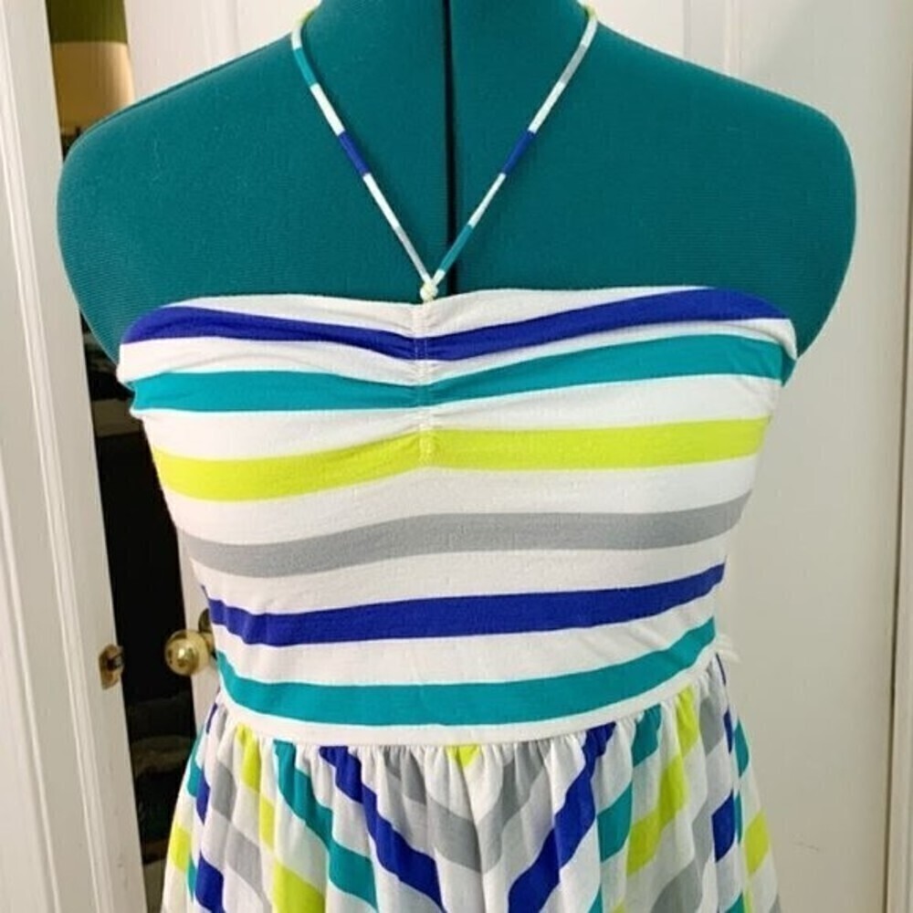 American Eagle NWT Tube Halter Chevron Summer Beach Casual Print Dress - Picture 3 of 10